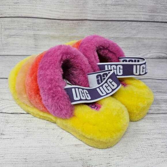 NEW! UGG PRIDE RAINBOW FLUFF YEAH SLIDE SLIPPER WOMEN'S SIZE 8 - Picture 8 of 11